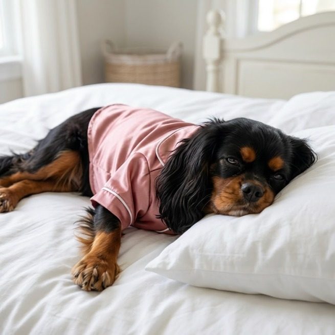 Pink satin dog pajama shirt