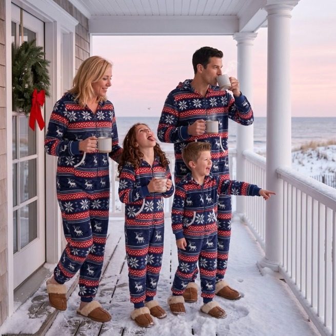 Family matching set – navy fleece onesie