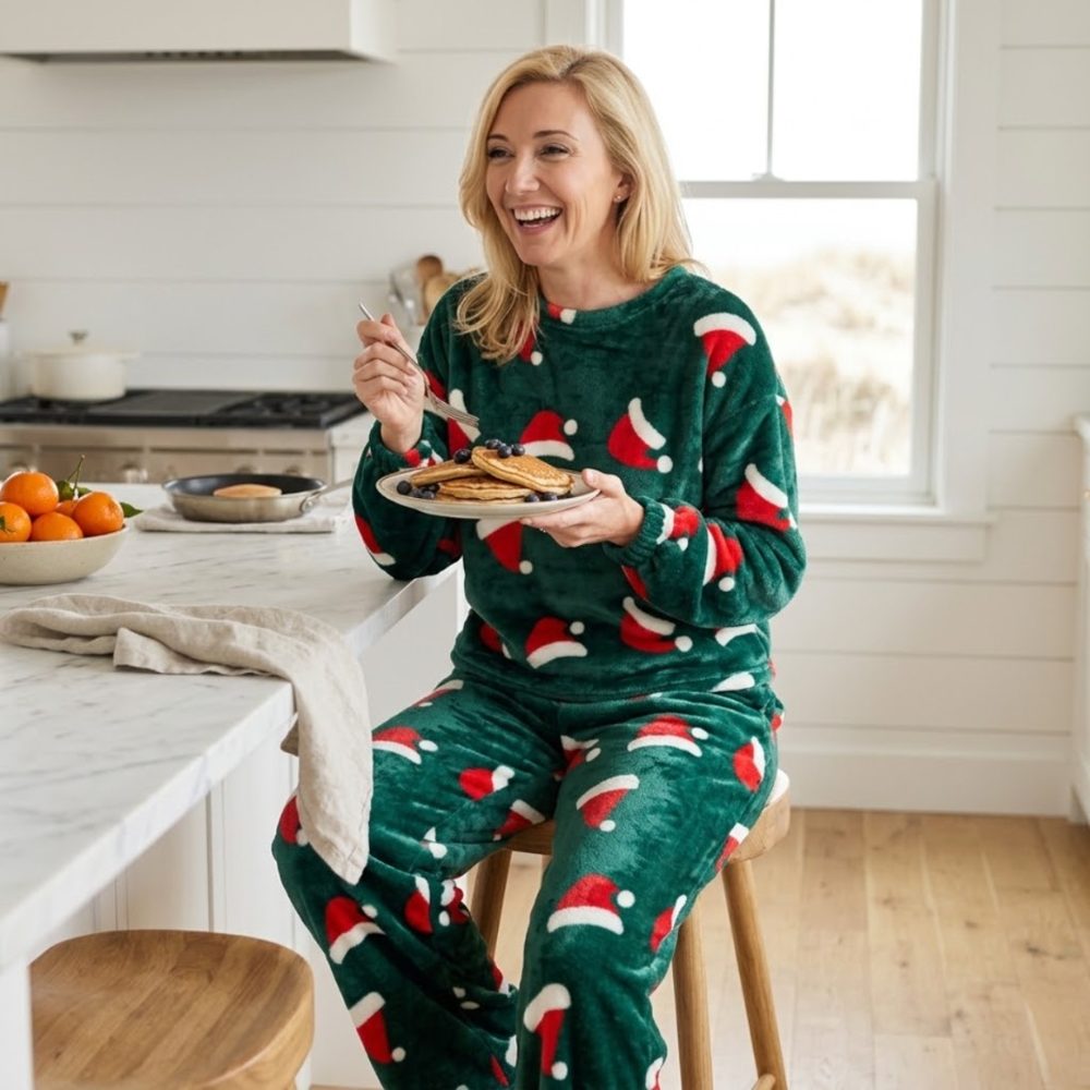 Fleece pajamas with Santa hats