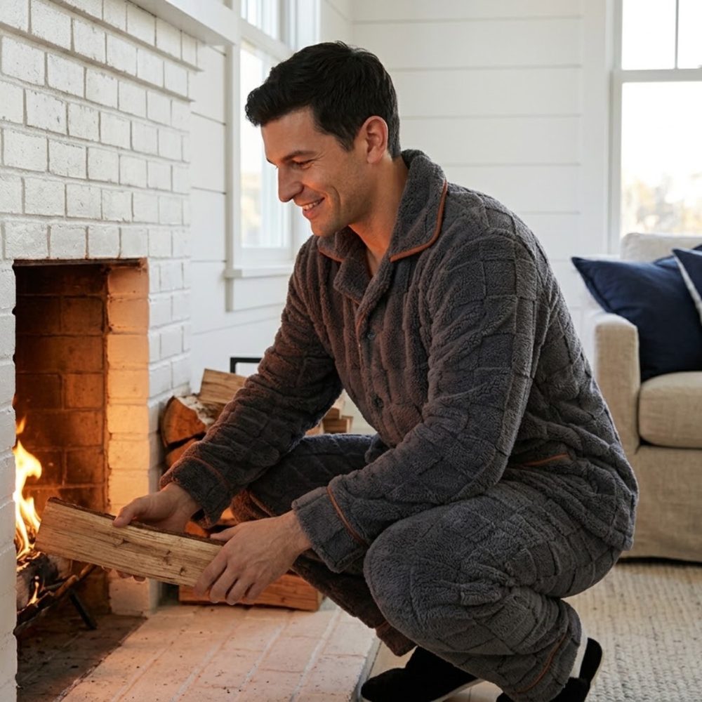 Charcoal quilted fleece pajamas