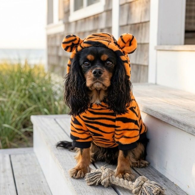Tiger hoodie with ears for dogs