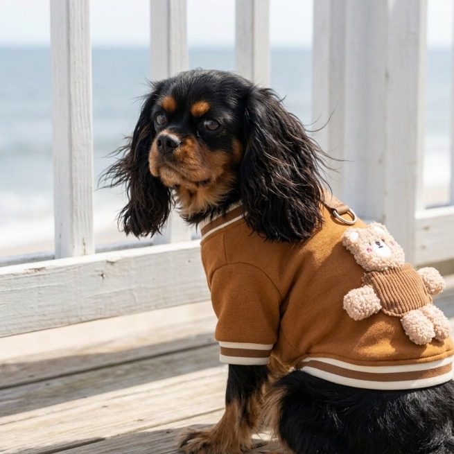 Caramel dog sweatshirt with 3D bear